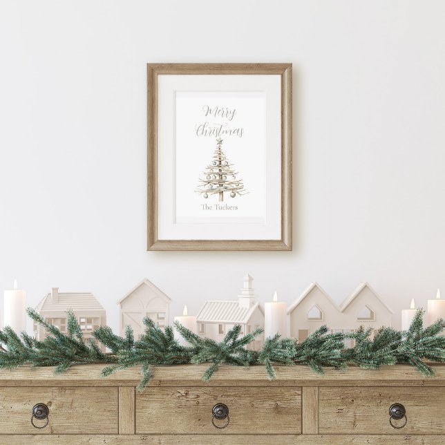 Rustik julgran av drivved i kuststil poster (Driftwood Christmas Tree Poster)
