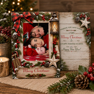 Rustik julgran familjefoto jul | julkort