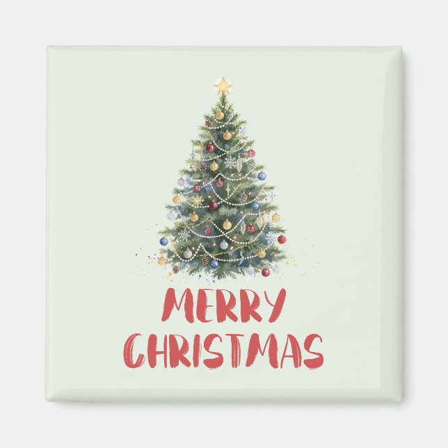 Rustik julgran i akvarell jul Xmas högtider Magnet (Framsidan)