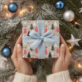 Rustik julklapp med Träd & Snöflingor Presentpapper