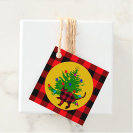 Rustik julklapp, Träd och Red Buffalo plaid Gåvor Etiketter