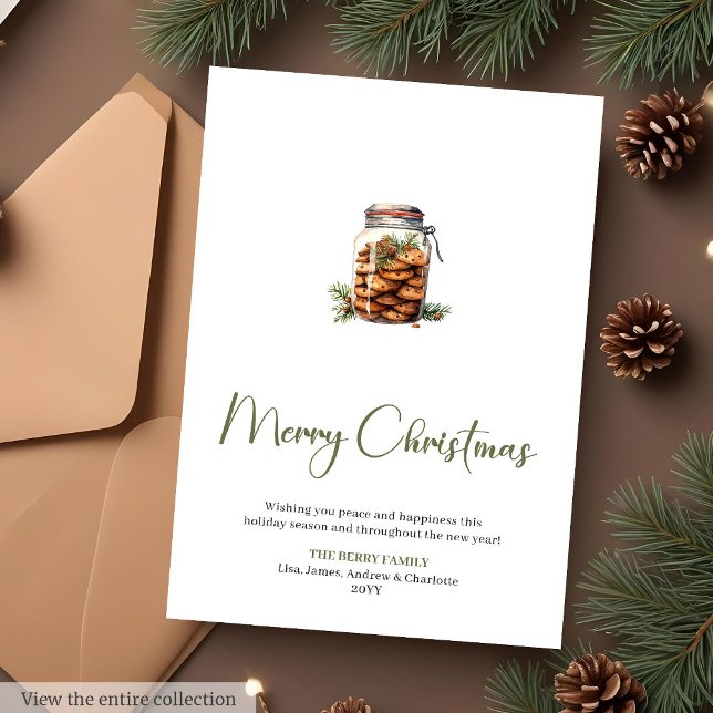 Rustik Julkort med Minimalistisk Kakburksdesign (Scandinavian Botanical Cozy Christmas Greeting Card

)