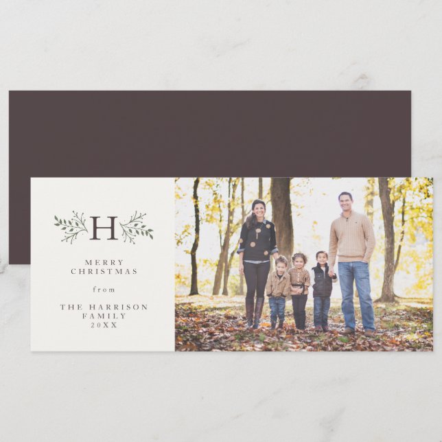 Rustik julkort med monogram (Fram/baksida)