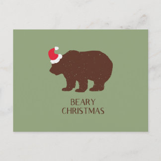 Rustik julkort med Santa Björn Skogsstuga Helg Vykort