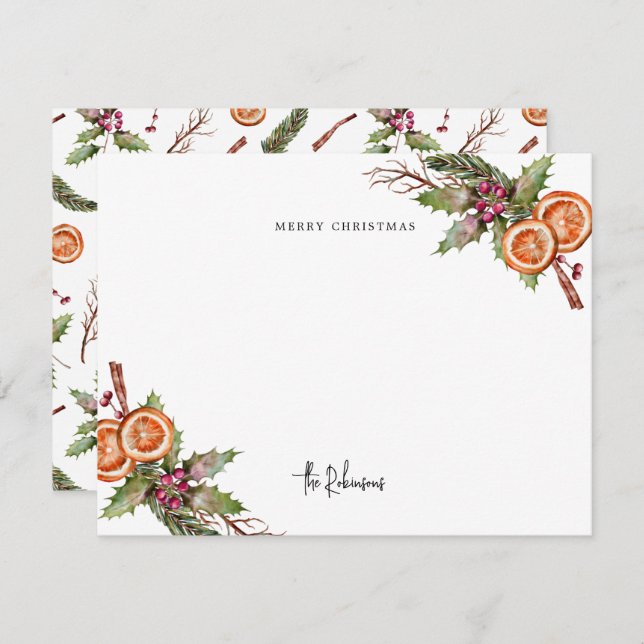 Rustik julkrans anteckningskort (Fram/baksida)