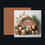 Rustik julkrans av barr och trä julkort<br><div class="desc">En elegant modern festlig julkrans av barr och trä,  med rustika bohemska dekorationer och kottar.</div>