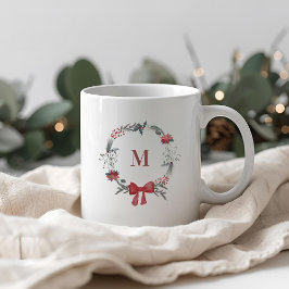 Rustik julkrans initial present för högtider kaffemugg