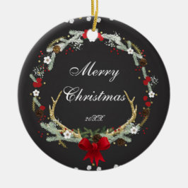 Rustik julkrans med horn Jul Anpassad Julgransprydnad Keramik