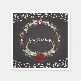 Rustik julkrans med horn julfest pappersservett