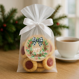 Rustik julkrans Vit svart rutig slinga Runt Klistermärke