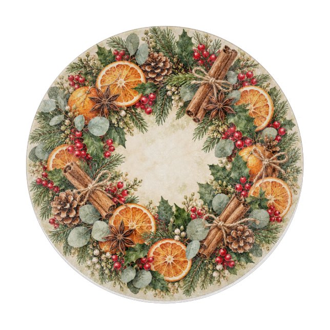 Rustik julkransskärbräda med citrus (Framsidan)