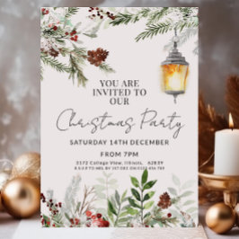 Rustik julpars inbjudan Vattenfärgsfärgad Grönt