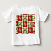 Rustik Julplagt Baby T-Shirt - Festive Red