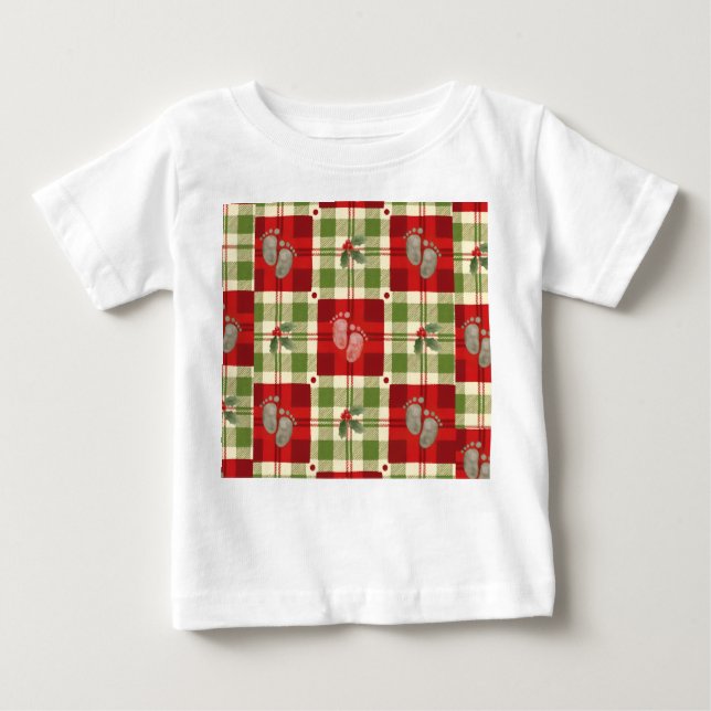 Rustik Julplagt Baby T-Shirt - Festive Red (Framsida)