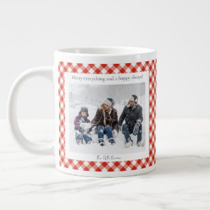 Rustik julpresent 2 Foto Trendig röd rutig Jumbo Mugg