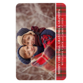 Rustik julrutig röd grön foto magnet