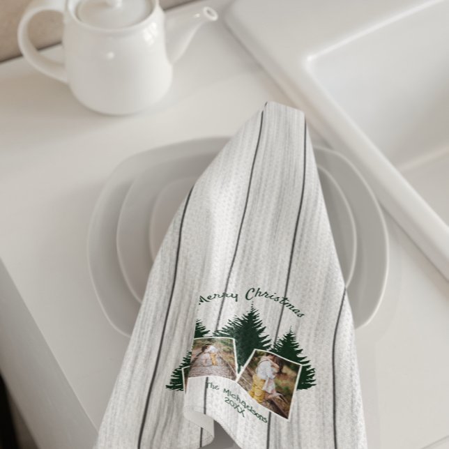 Rustik julskogsbild kökshandduk (Skapare uppladdad)