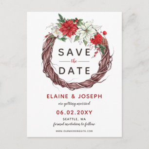Rustik julstjärna vinterlöv Save the Date Meddelande Vykort