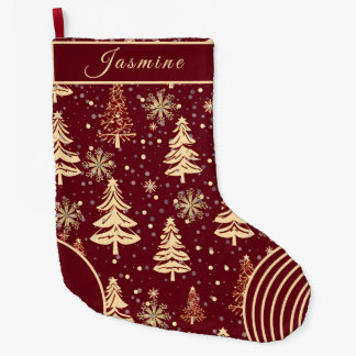 Rustik julstrumpa i burgundy och guld