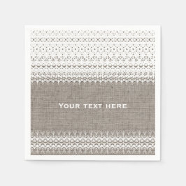 Rustik jute & elegant spets bröllop pappersservett