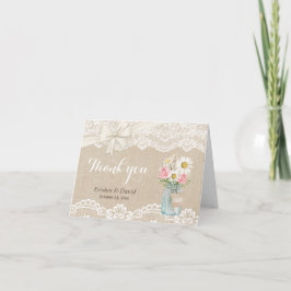 Rustik Jute Spets Blommig Murad Glas Tacksamhetsko Tack Kort