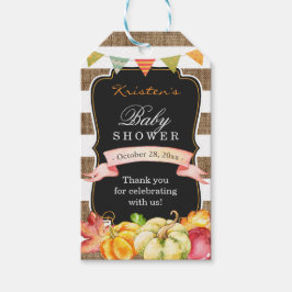 Rustik Jutesäck Höst Bebis Shower Tacksamhet Presentetikett