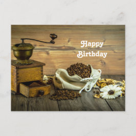 Rustik Kaffekvarn Foto Födelsedag Vykort