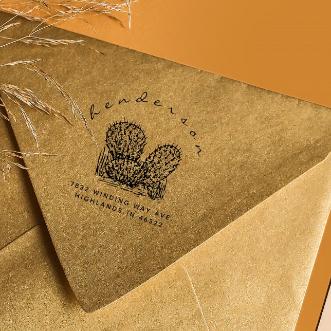 Rustik Kaktus Anpassad Returadress Stämpel (Skapare uppladdad)