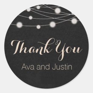 Rustik kalkbräde och Tack med starkt ljus Runt Klistermärke