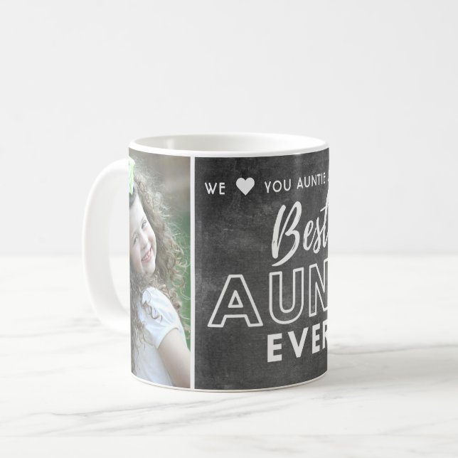 Rustik kalkbrädesfoto med bästa Moster någonsin -  Kaffemugg (Framsida vänster)