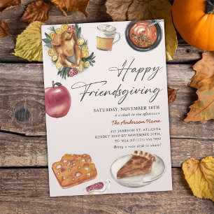 Rustik kalkon för höstens vänner Thanksgiving-midd Inbjudningar