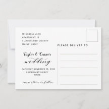 Rustik kalligrafisk bröllopsinbjudan postkort