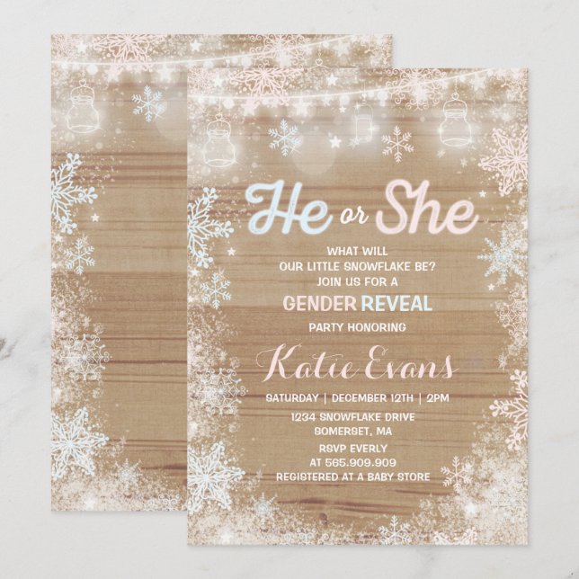 Rustik kalvning för Vinter-Gender Inbjudningar (Fram/baksida)