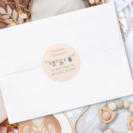 Rustik klädstreck Babyflicka Shower Returadress Runt Klistermärke