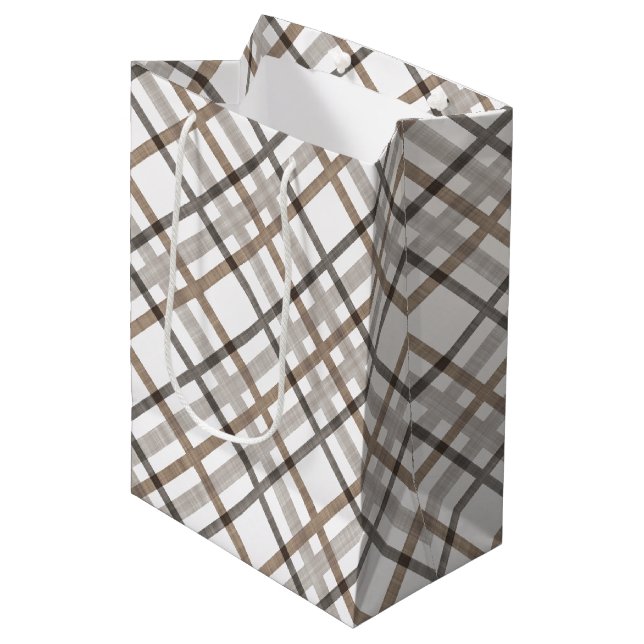 Rustik Klassisk Elegant Neutral Rutig Mönster (Framsidan Vinklad)
