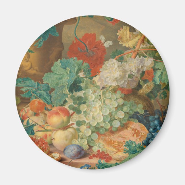 Rustik köks konst vintage frukt blommötryck magnet (Framsidan)