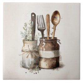 Rustik Köksutrustning Watercolor Ceramic Tile Kakelplatta
