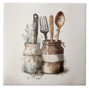 Rustik Köksutrustning Watercolor Ceramic Tile Kakelplatta