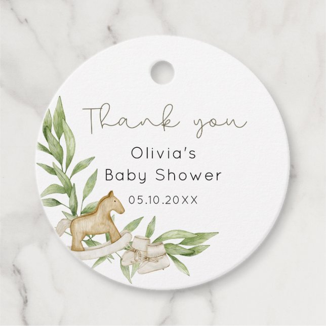 Rustik Kön Neutral Baby Shower Tack Gåvor Etiketter (Framsida)