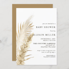 Rustik Kön Neutral Boho Pampas Baby Shower Inv Inbjudningar