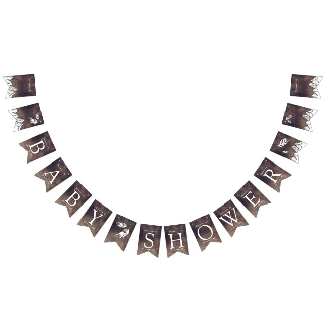 Rustik könsneutral babydusch i Äventyr Vimplar (Alla)