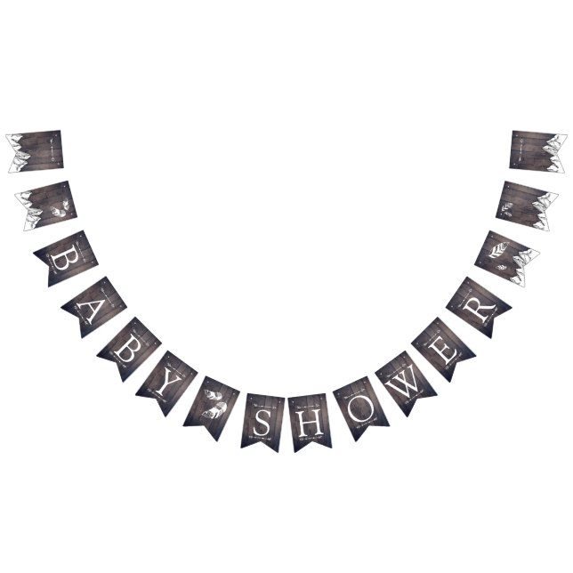 Rustik könsneutral babydusch i Äventyr Vimplar (Alla)