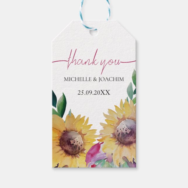 Rustik konstnärlig solrosfärgskonst presentetikett (Framsidan)