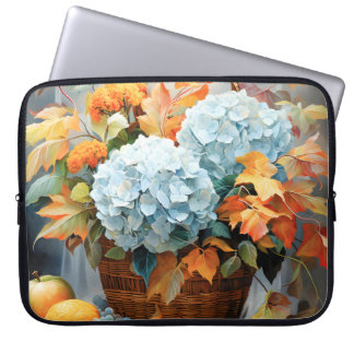 Rustik korg med höstblommor i akvarell laptop fodral
