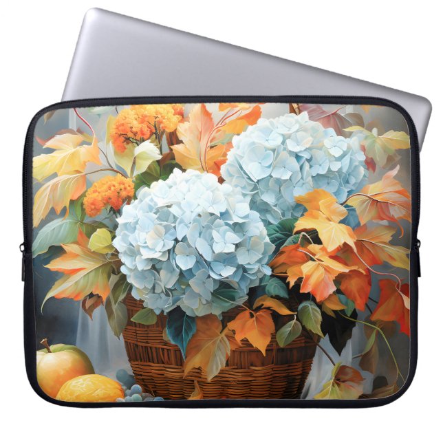 Rustik korg med höstblommor i akvarell laptop fodral (Framsidan)