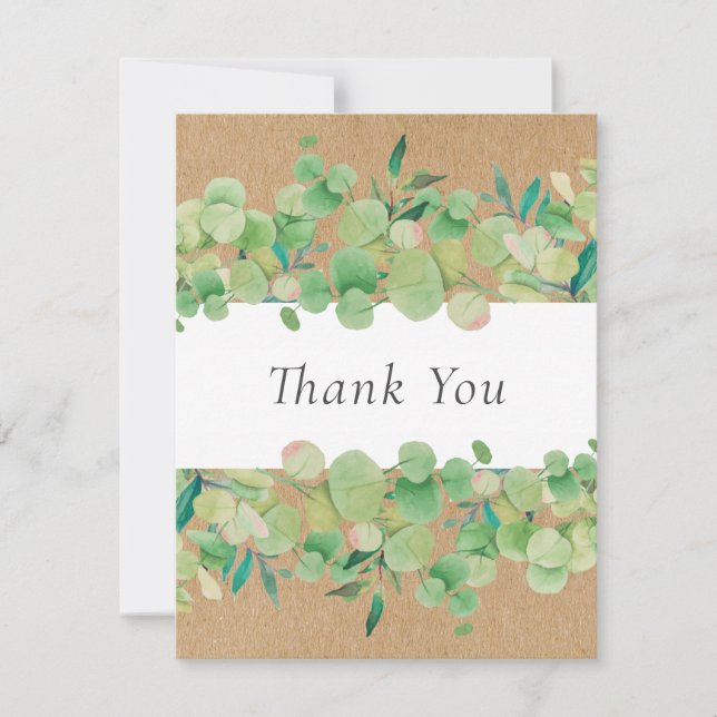 Rustik Kraft Affärs Eucalyptus Blommig Tack Kort (Framsida)