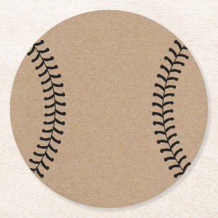 Rustik Kraft Baseboll Sport Tema Underlägg Papper Rund