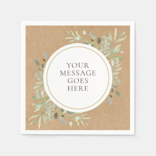 Rustik Kraft Boho Eukalyptus Grönska Bröllop Pappersservett