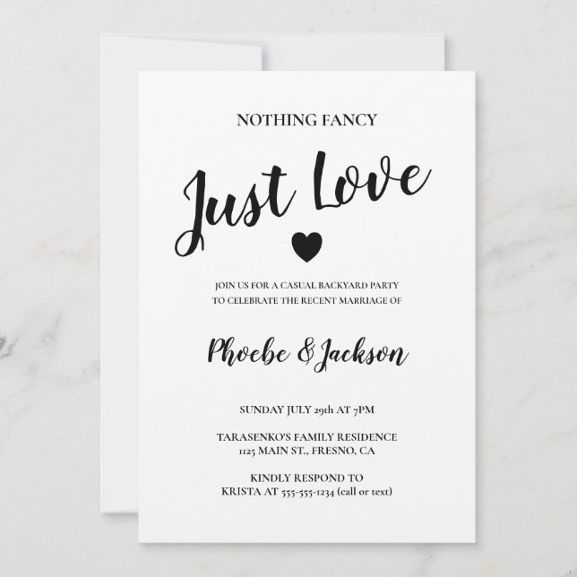 Rustik Kraft Bröllopselopement Enkel Fest Inbjudningar (Framsida)