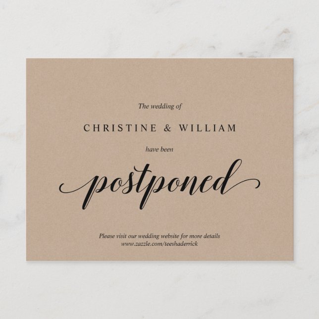 Rustik Kraft,, Bröllopsinbjudan uppskjuten Vykort (Framsida)